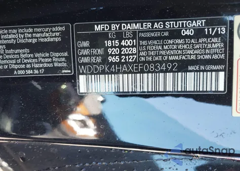 2014 Mercedes-Benz Slk 250 из США, поврежденный, VIN WDDPK4HAXEF083492